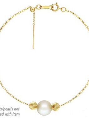 14K Yellow Gold 8in Add-A-Bead Cable Chain Bracelet - Solid Gold, Adjustable